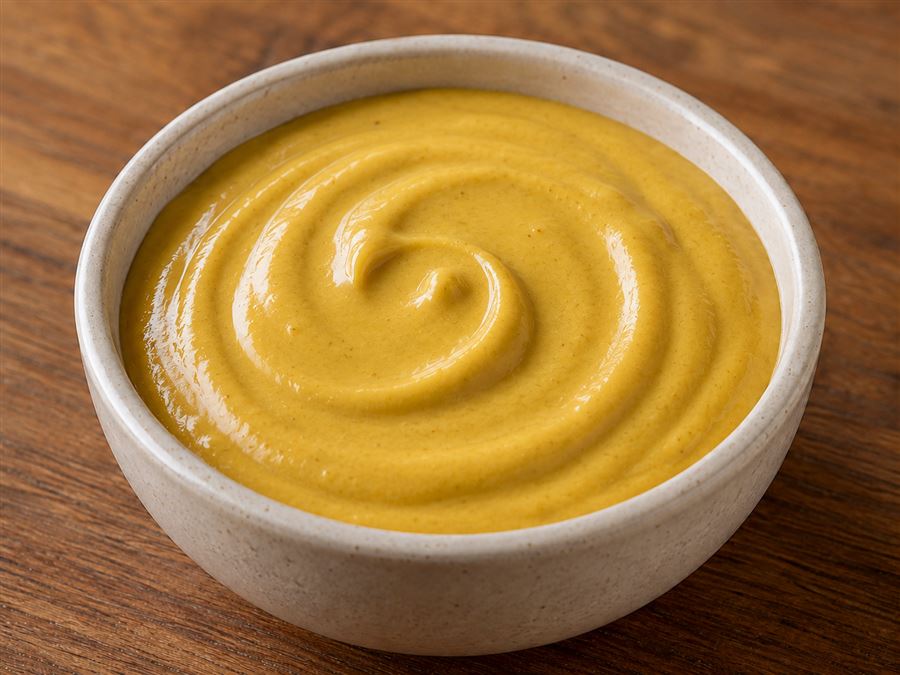 Cup of tangy mustard dip