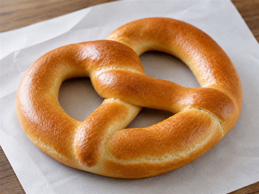 Smooth golden unsalted soft pretzel